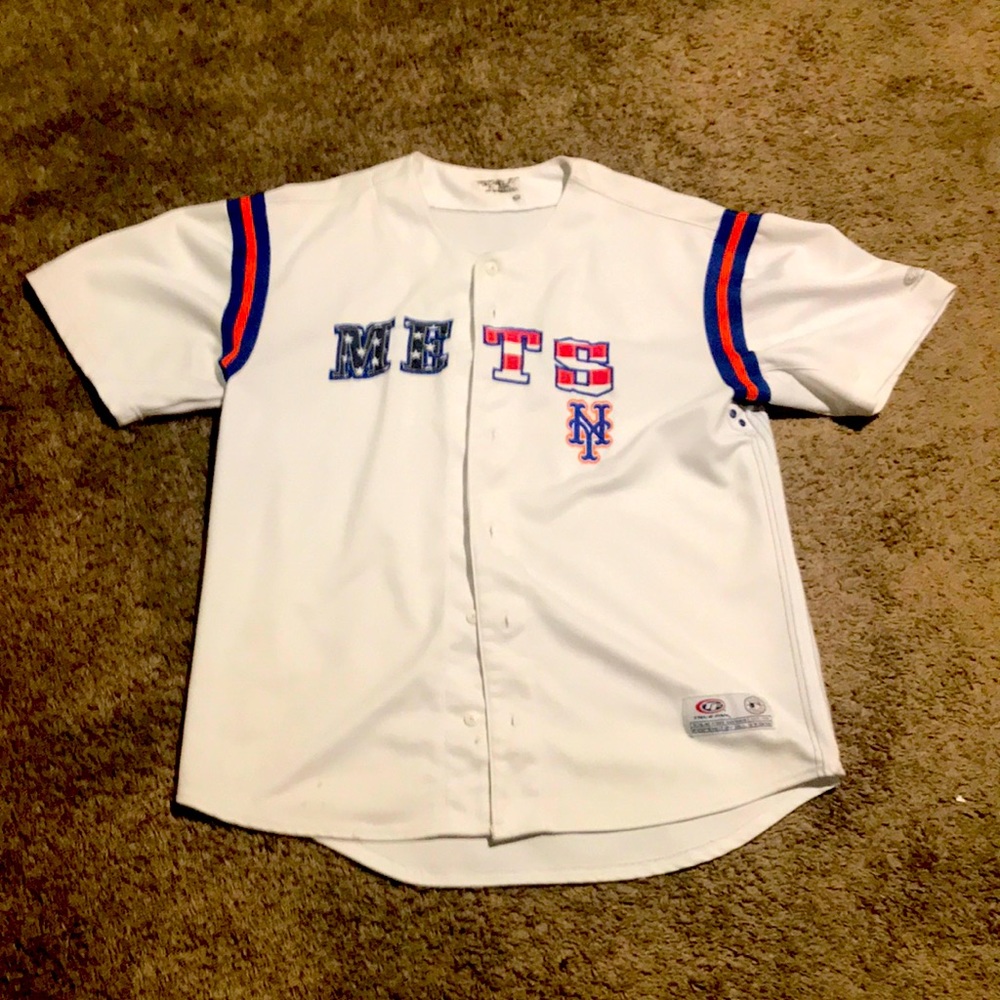 NY. METS⚾️TRUE FAN (practice jersey🎊Sz.Large 42-44 stitched🇺🇸red/wht/blue S&S